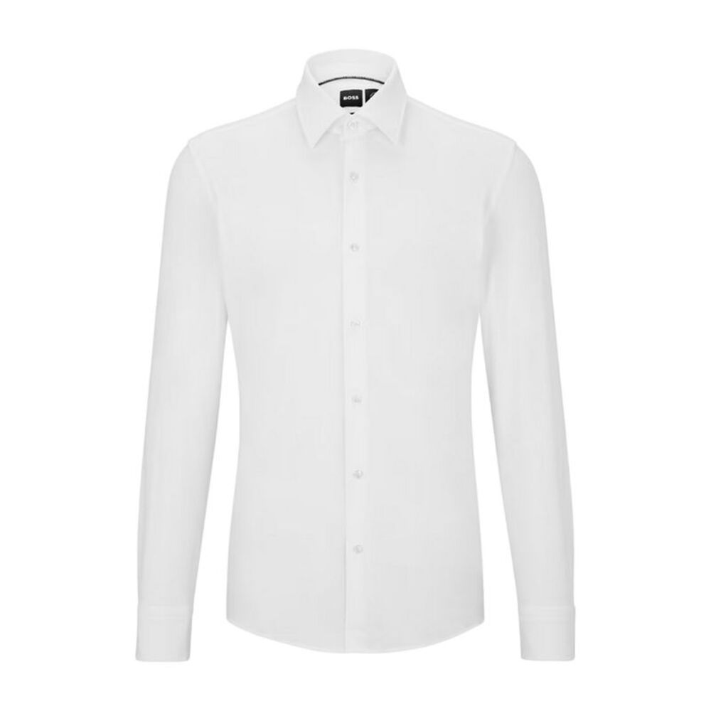 Boss Mens P-Hank Oxford Kent Collar Long-Sleeved Shirt / White
